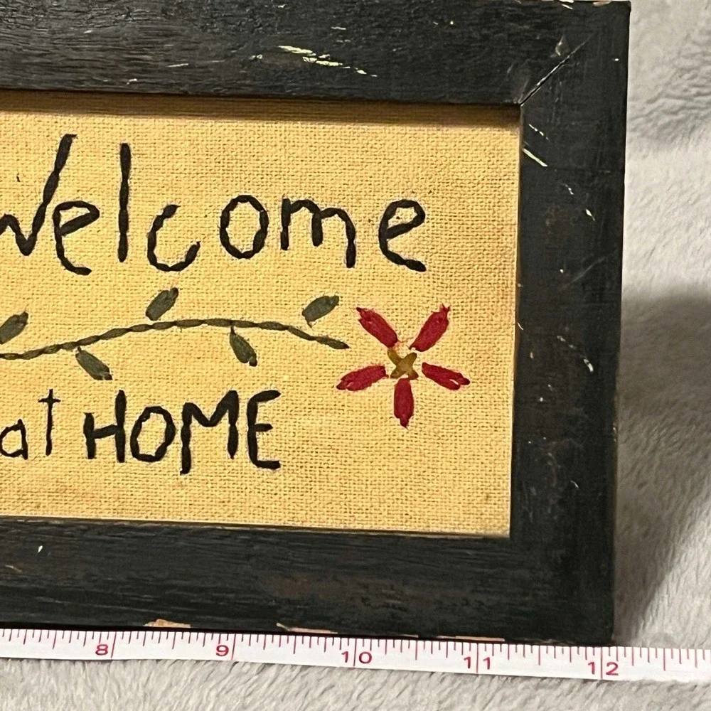 Grandkids Welcome Leave Parents At Home Wall/door Sign Stitched Handmade VINTAGE